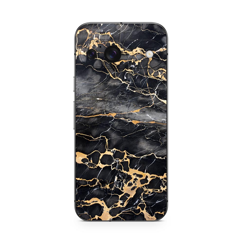 Slate Grey Gold Marble Google Pixel 9 Skin