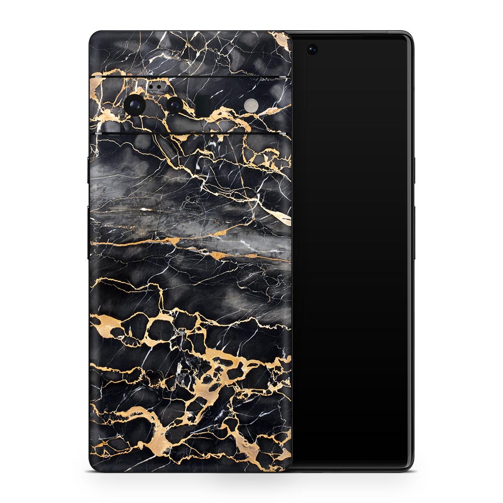 Slate Grey Gold Marble Google Pixel 6 Skin