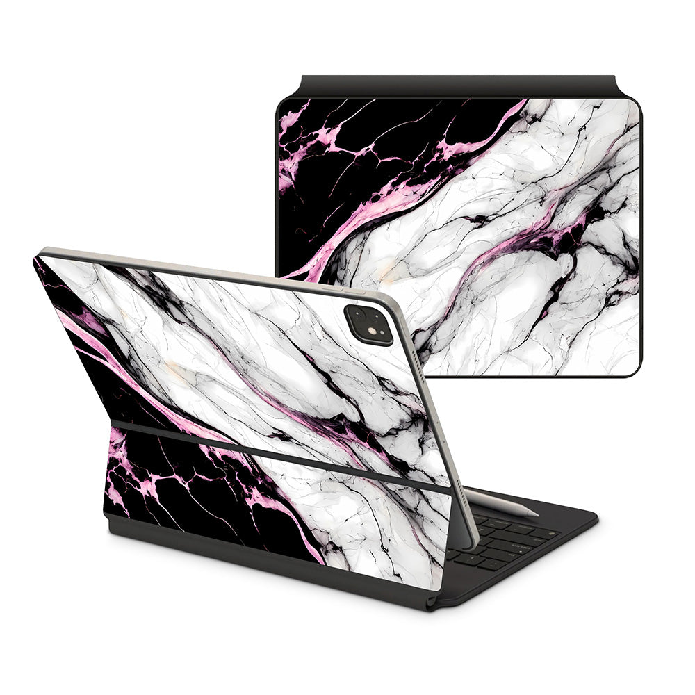 Pink Streak Marble iPad Magic Keyboard Skin