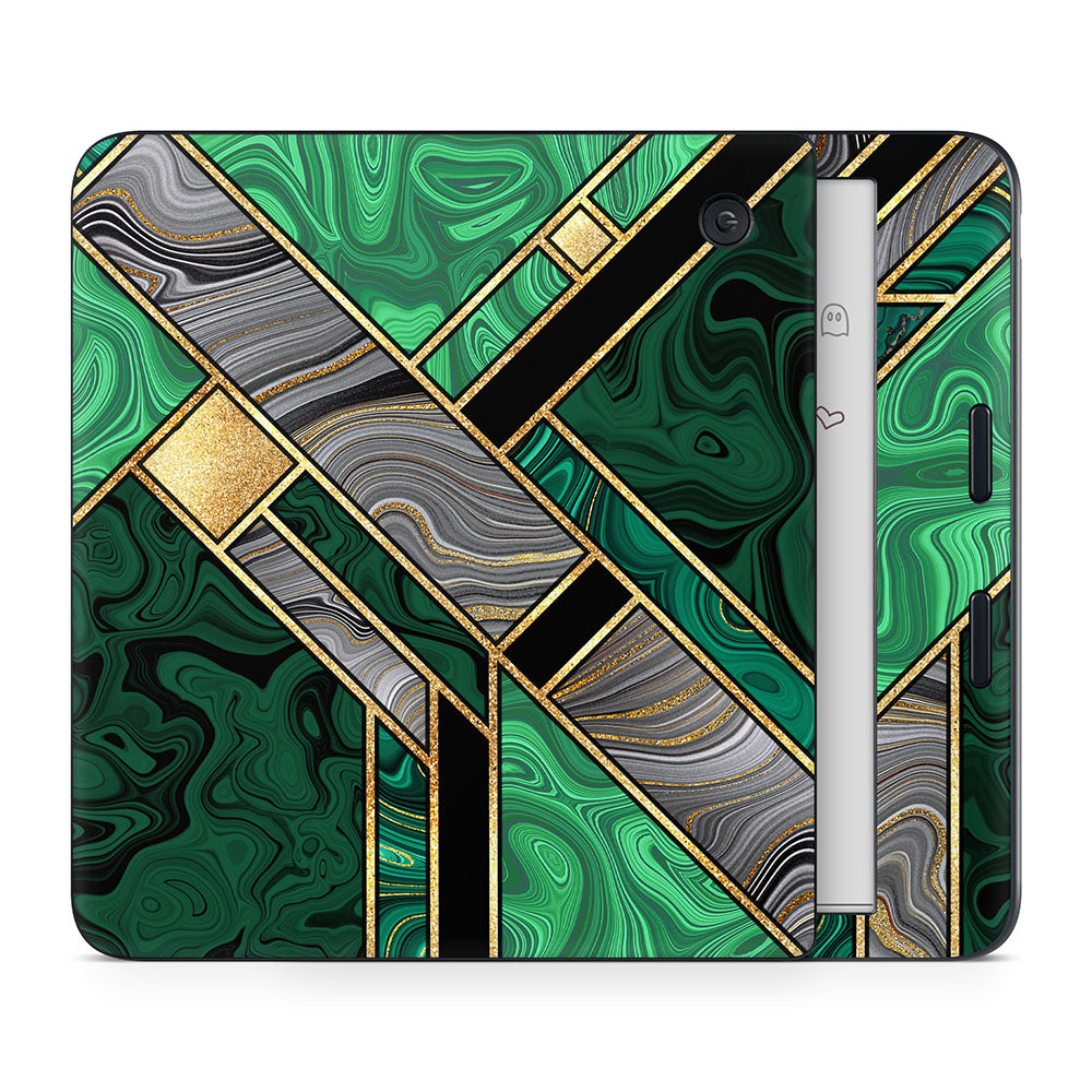 Green Art Deco Marble Kobo Libra Skin