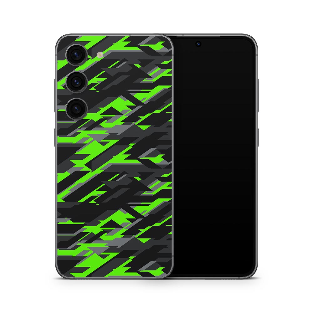 Green Geometric Camo Galaxy S23 Skin