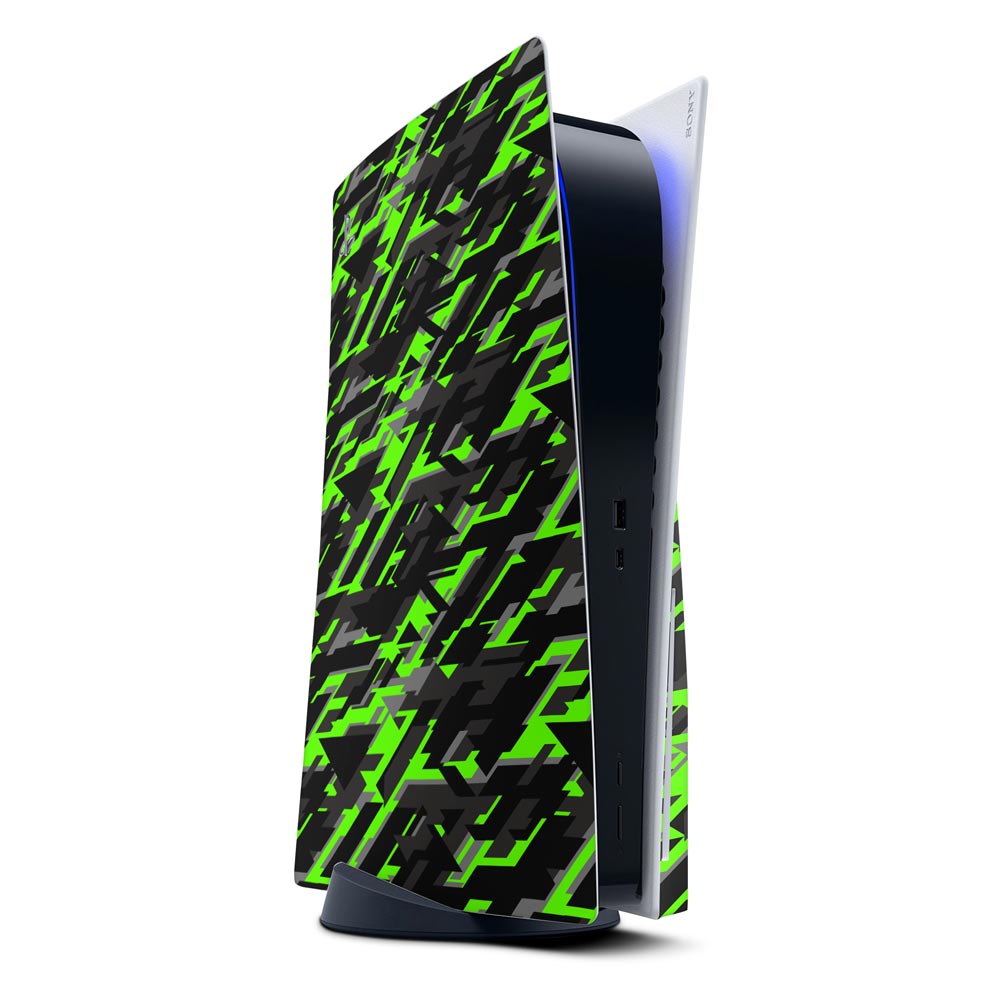 Green Geometric Camo PS5 Disk Console Skin