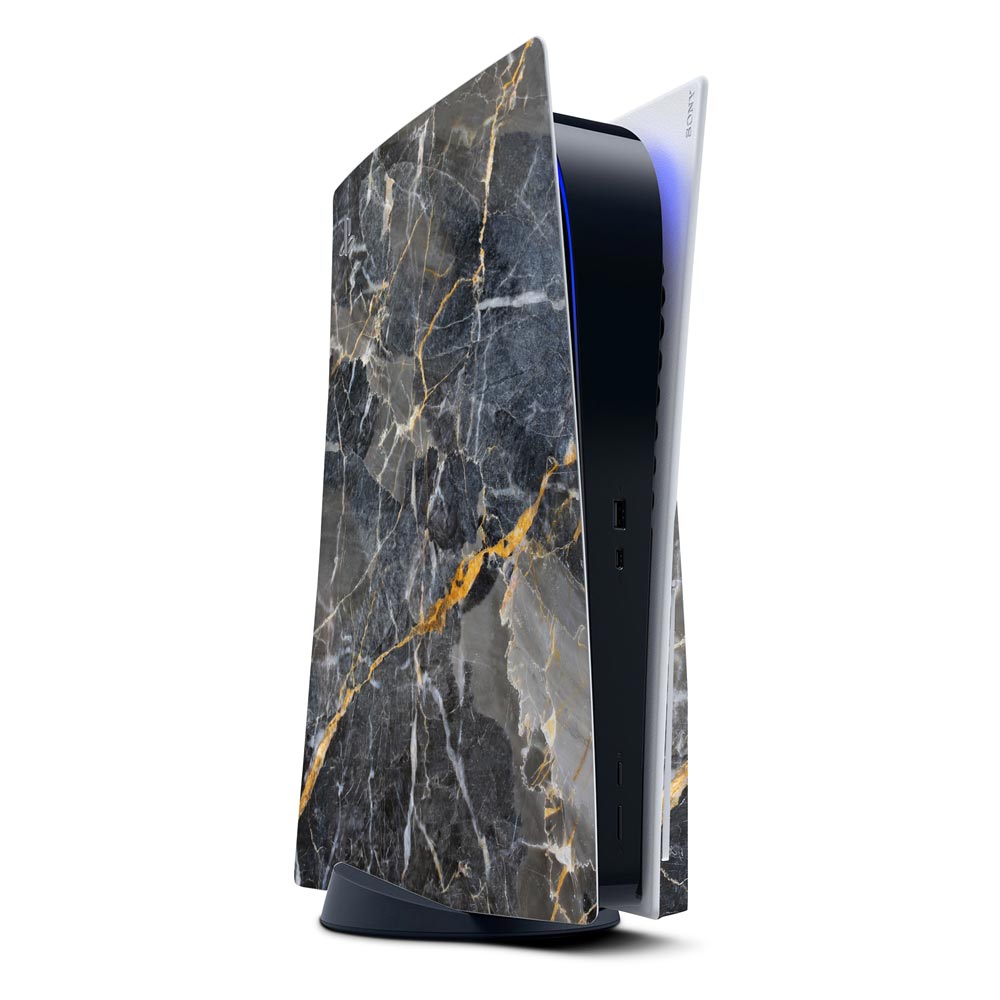 Slate Gold Marble PS5 Disk Console Skin