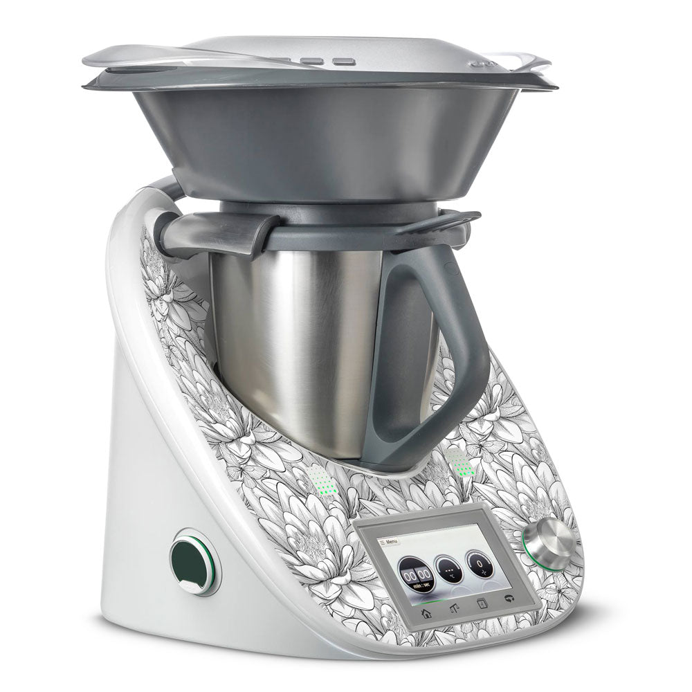 Floral Damask White Thermomix TM5 Front Skin